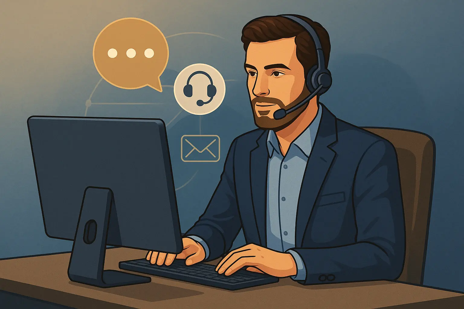 Agente de atención al cliente en línea con interfaz de chat